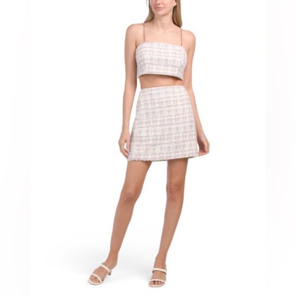 NWT House of Harlow 1960 Tweed Crop Top and Mini Skirt Set - Picture 2 of 12